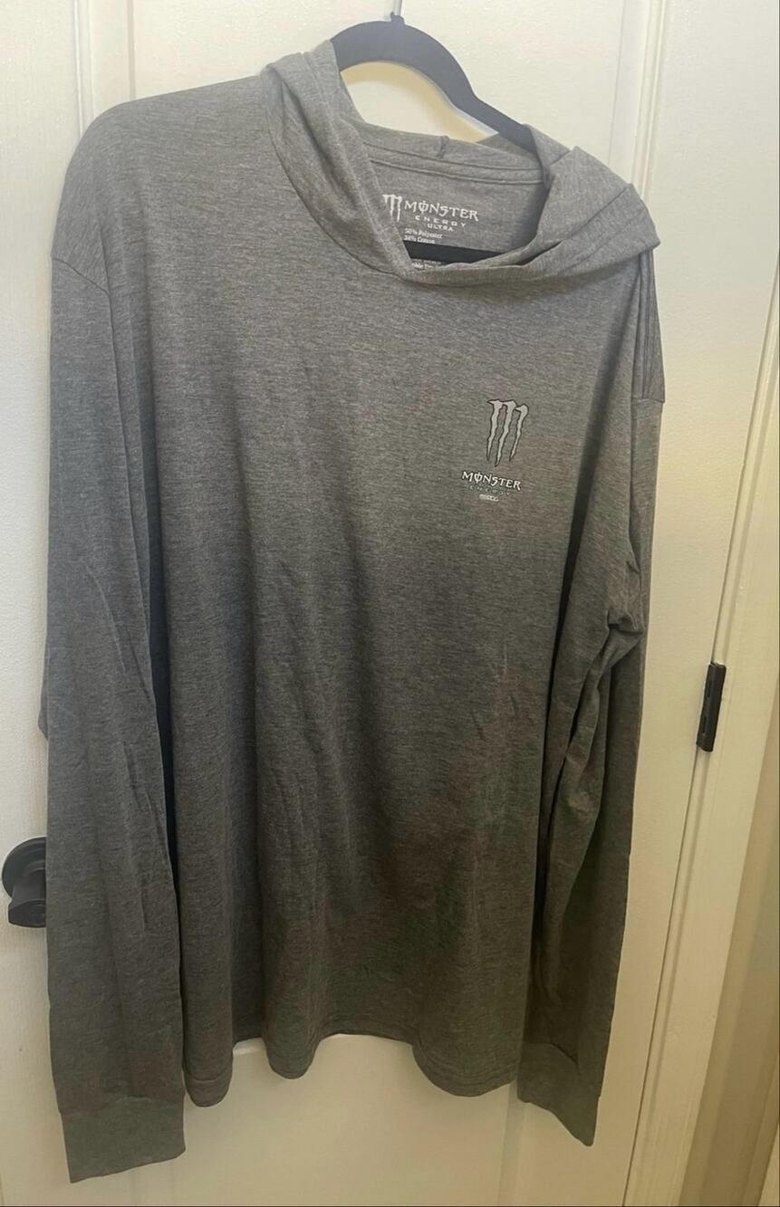 Gray hooded pullover lightweight sz 2X NEW Monster Energy Unisex